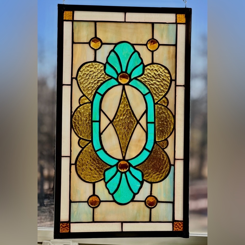 Victorian Style Stained Glass Handmade Hanging panel